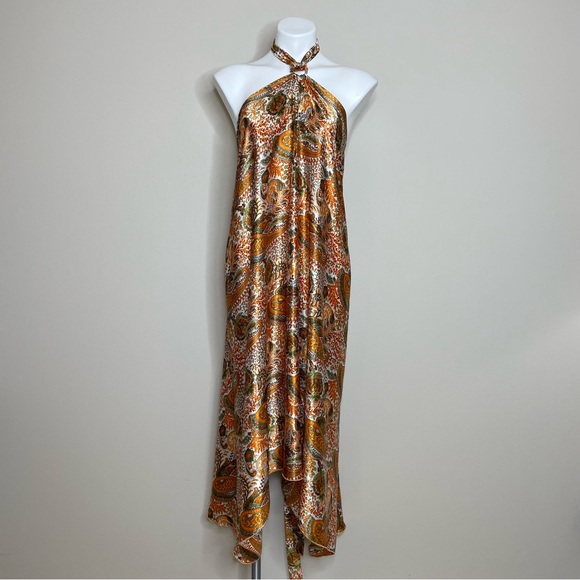 Kariza Dresses & Skirts - Kariza Elegant Paisley Single Ring Bohemian Dress with a long Matching Tie Belt